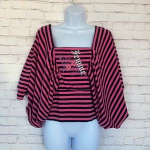 Mecca Femme striped bat sleeve top size large